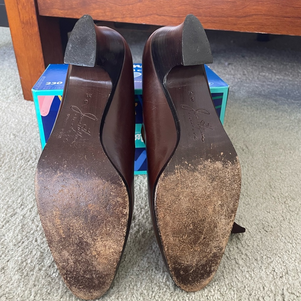 🇮🇹 Vintage Italy Joan Helpern low heel brown leather lace up shoes 8M EUC - Picture 10 of 16